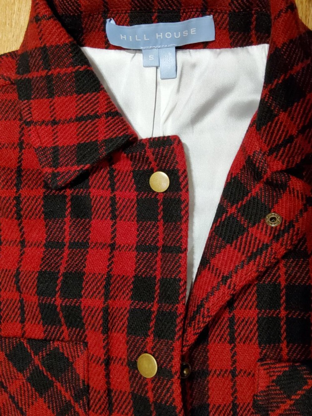 NWOT Hill House Wool Plaid Red / Black Shirt Jacket Size S - Picture 7 of 7